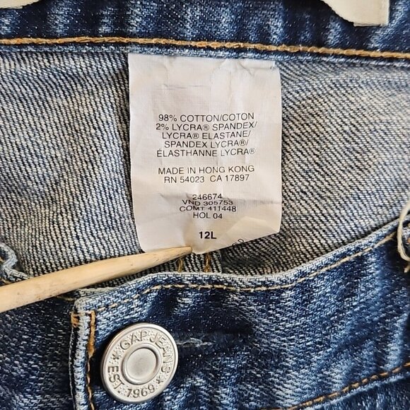 Gap Jeans Women's Size 12L Blue Low And Loose Boot Cut (W34 L34) Stretch Denim - Picture 10 of 16